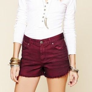 Free People Cranberry Denim Shorts